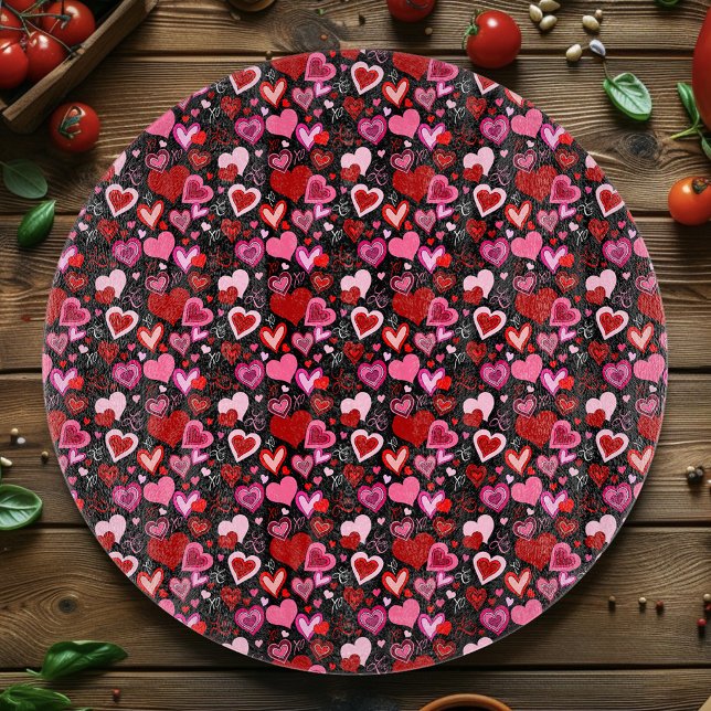 Planche À Découper Cœurs rouges roses noirs Motif d'amour (Créateur téléchargé)