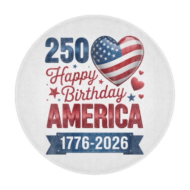 Planche À Découper Cœurs USA 1776 2026 4 juillet (Devant)