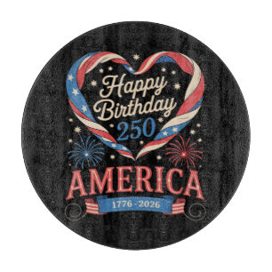 Planche À Découper Cœurs USA 1776 2026 juillet 250e anniversaire USA