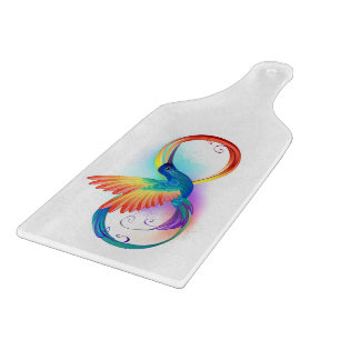 Planche À Découper Colibri arc-en-ciel avec symbole d'infini