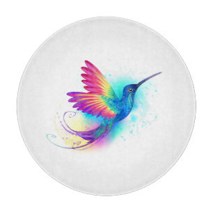 Planche À Découper Colibri arc-en-ciel exotique