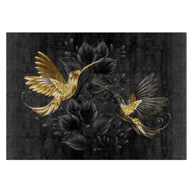 Planche À Découper Colibri noir et or (Devant)