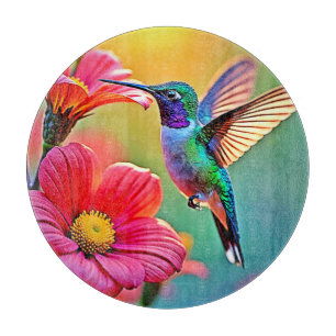 Planche À Découper Colibri vibrant au coucher du soleil
