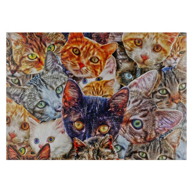 Planche À Découper Collage de chats colorés (Devant)