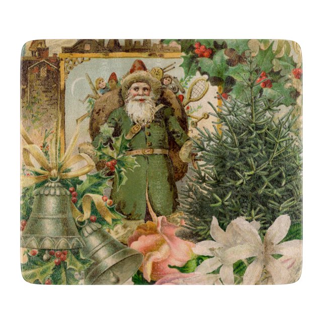 Planche À Découper Collage de Noël Père Noël vert de l'ancien monde A (Devant)