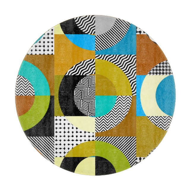 Planche À Découper Collage géométrique : cercles, motif vintage. (Devant)