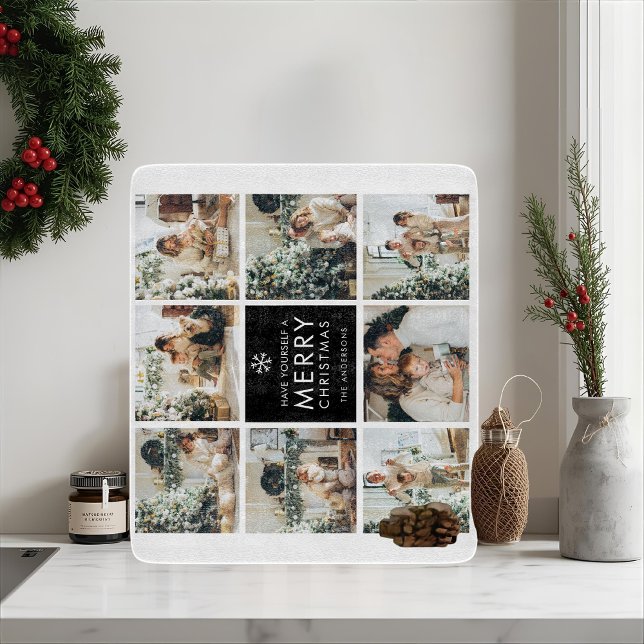 Planche À Découper Collage Moderne « Joyeux Noël » Multi-Photo (Créateur téléchargé)