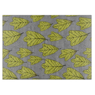 Planche À Découper Collage Motif Feuille de chêne jaune contemporain