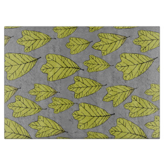 Planche À Découper Collage Motif Feuille de chêne jaune contemporain