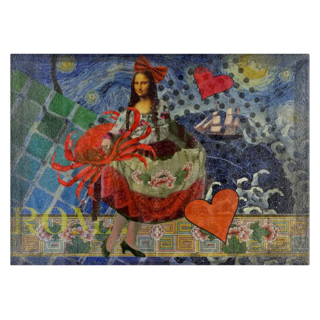 Planche À Découper Collage Nuit étoilée de Mona Lisa : Surréalisme fa (Devant)
