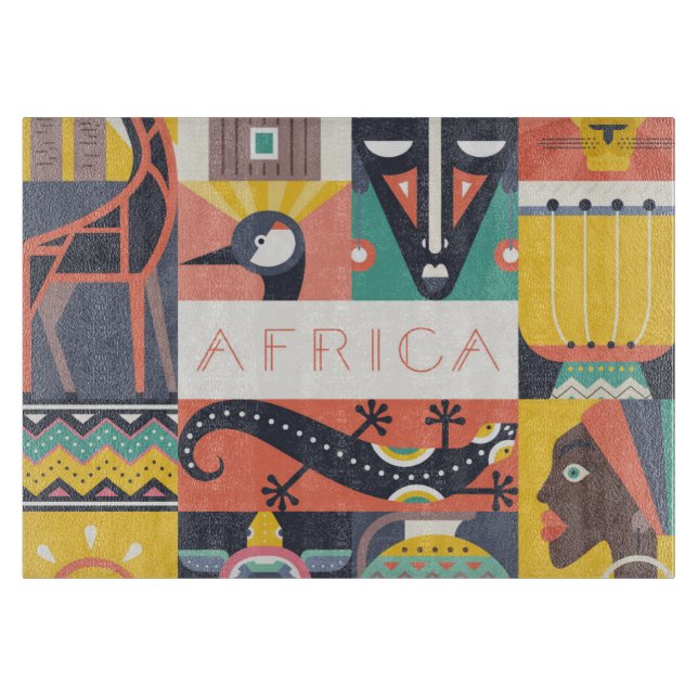 Planche À Découper Collage symbolique africain d'art (Devant)