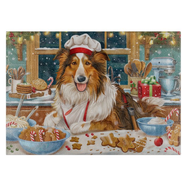 Planche À Découper Collie Fêtes de fin d'année : un Noël festif (Devant)