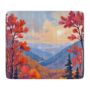 Planche À Découper Collines d'automne Feuillage de feuilles d'autom