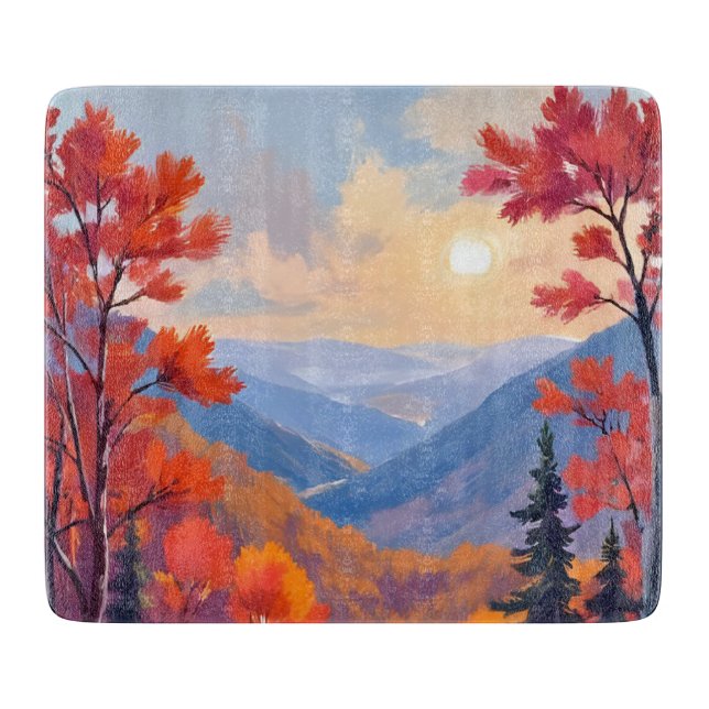 Planche À Découper Collines d'automne | Feuillage de feuilles d'autom (Devant)