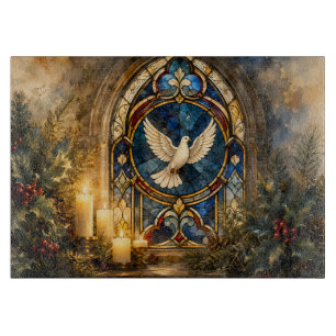 Planche À Découper Colombe de Noël en vitrail