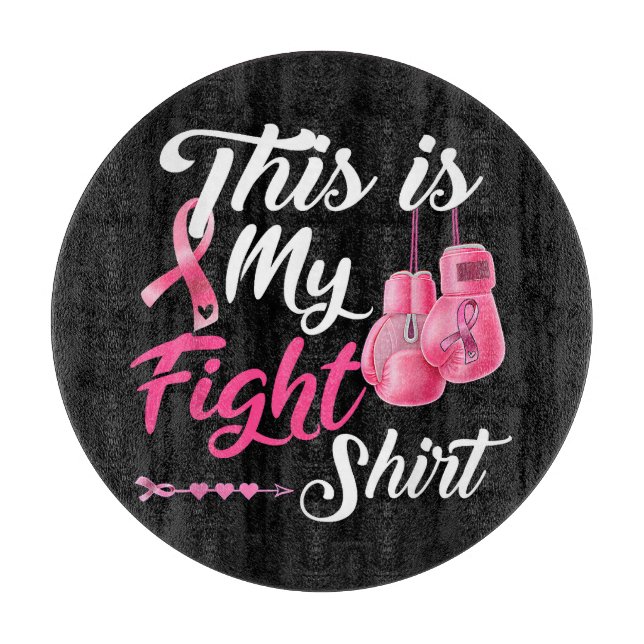 Planche À Découper Combattant Ruban Rose Contre Cancer Sein Boxe (Devant)