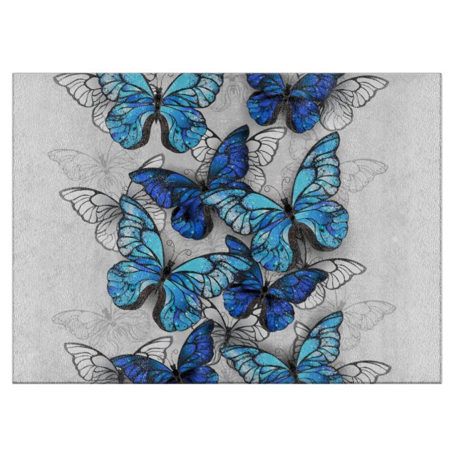 Planche À Découper Composition de papillons blancs et bleus (Devant)