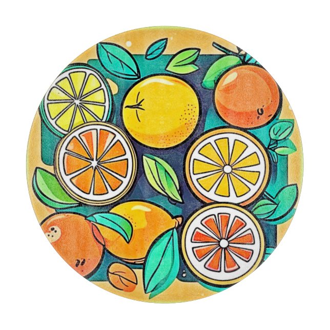 Planche À Découper Conception artistique de fruits d'agrumes (Devant)