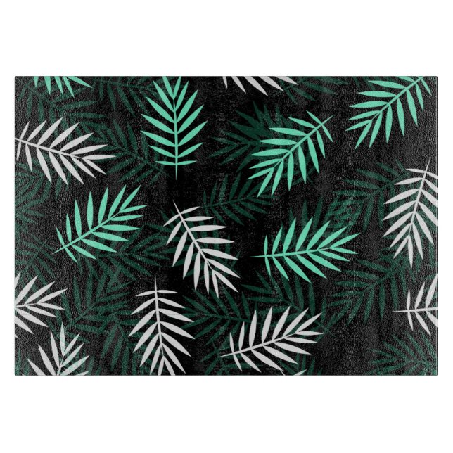 Planche À Découper Conception de feuilles de palmier vertes (Devant)