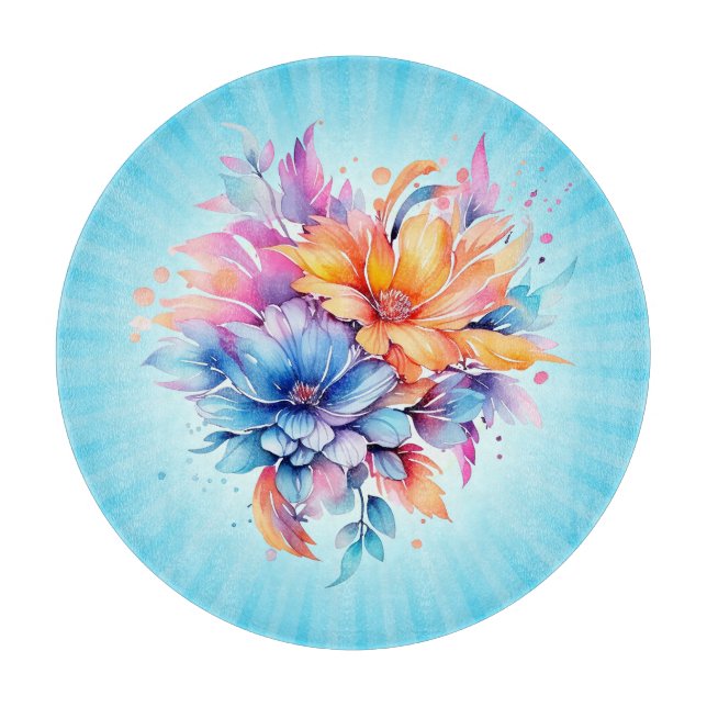 Planche À Découper Conception de fleurs florales aquarelle-24683 (Devant)