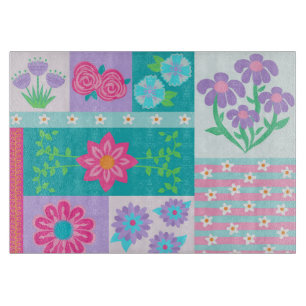Planche À Découper Conception de fleurs vibrantes en fleurs