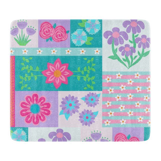 Planche À Découper Conception de fleurs vibrantes en fleurs (Devant)