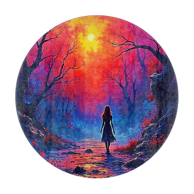 Planche À Découper Conception de la solitude de la fille de la forêt  (Devant)