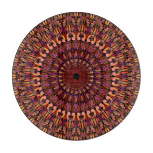 Planche À Découper Conception de mandala marron floral