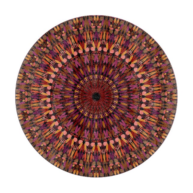 Planche À Découper Conception de mandala marron floral (Devant)