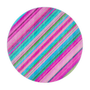 Planche À Découper Conception de motif à rayures arc-en-ciel vibrant