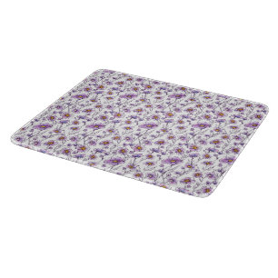 Planche À Découper Conception de motif botanique de fleur sauvage vio