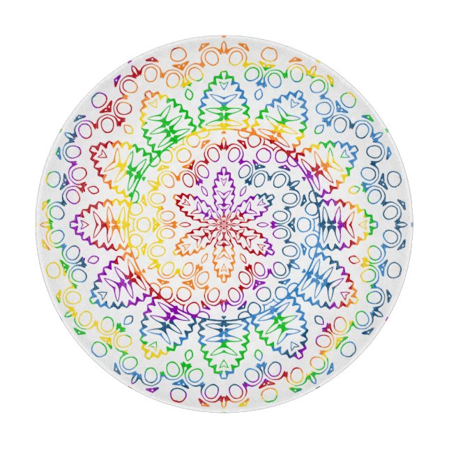 Planche À Découper Conception de motif de mandala arc-en-ciel (Devant)