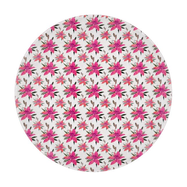 Planche À Découper Conception de motif floral Fleurs roses (Devant)