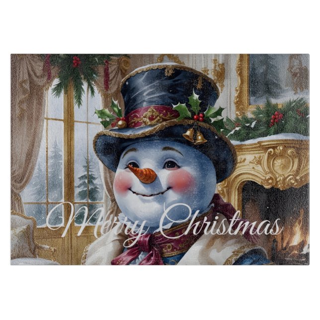 Planche À Découper Conception de Noël de Snowman victorien (Devant)