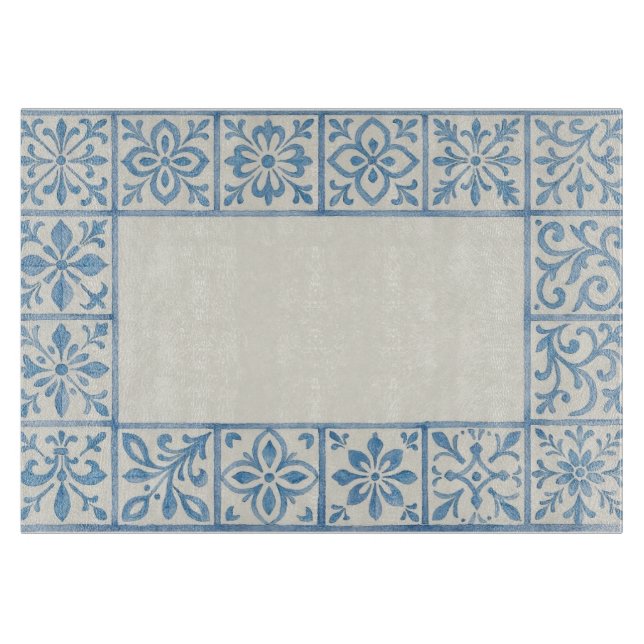 Planche À Découper conception de papeterie bleue de carreau d'Azulejo (Devant)