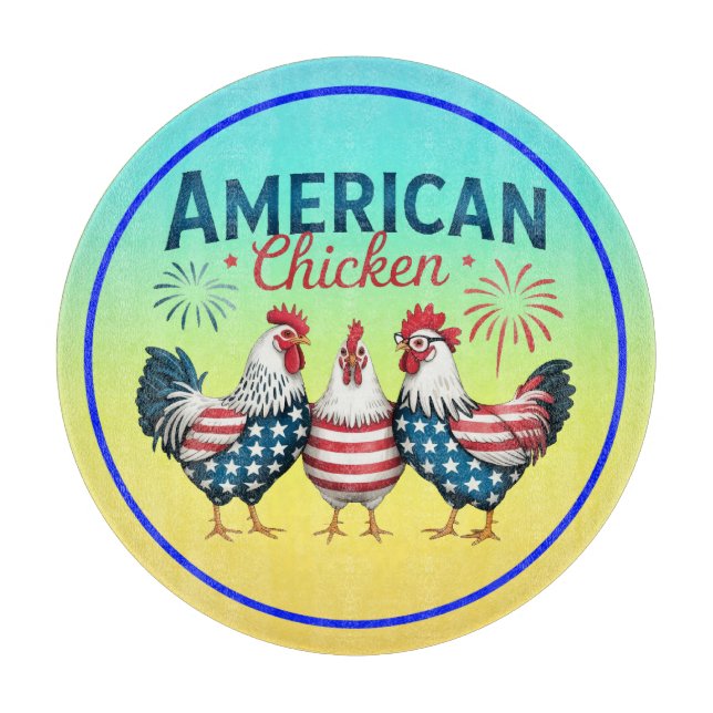 Planche À Découper Conception de poulet américain patriotique du 4 ju (Devant)