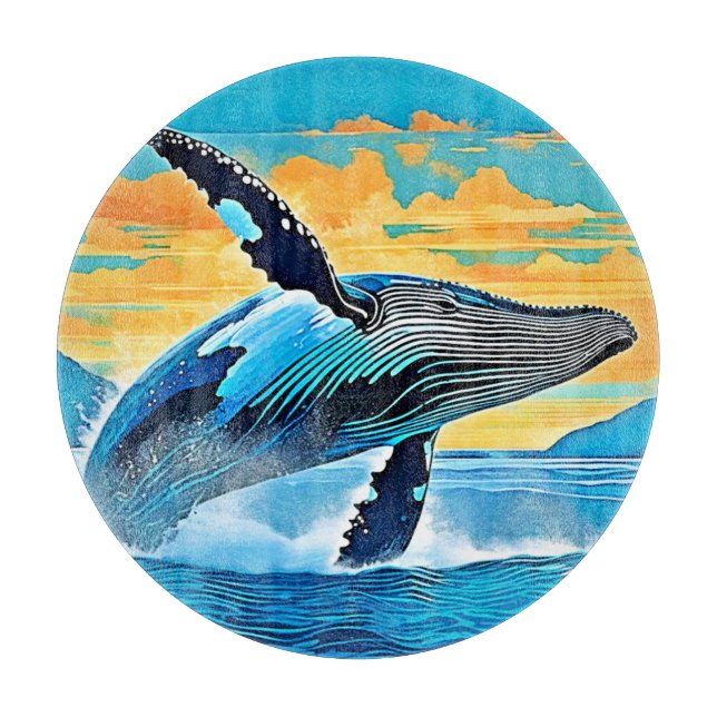 Planche À Découper Conception de saut de liberté océanique de baleine (Devant)