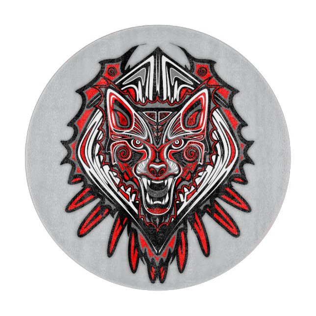 Planche À Découper Conception de totem tribal Haida Loup (Devant)