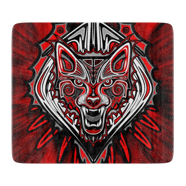Planche À Découper Conception de totem tribal Haida Loup (Devant)