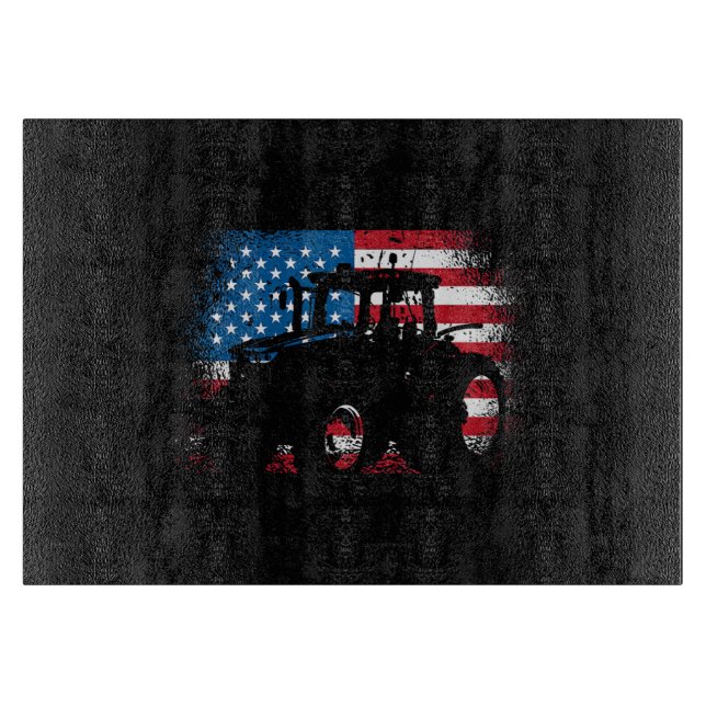Planche À Découper Conception de tracteur drapeau USA pour agriculteu (Devant)