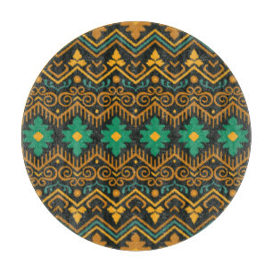 Planche À Découper Conception Ethnique De Tissu Ikat Brodé
