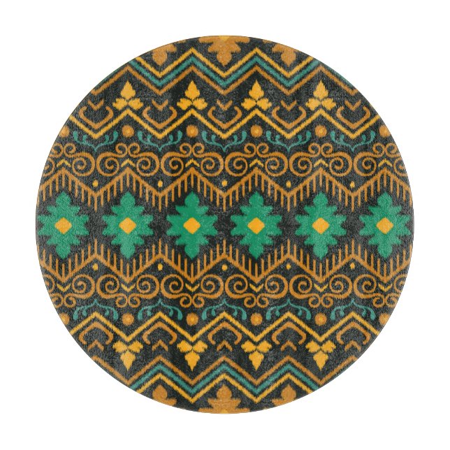 Planche À Découper Conception Ethnique De Tissu Ikat Brodé (Devant)