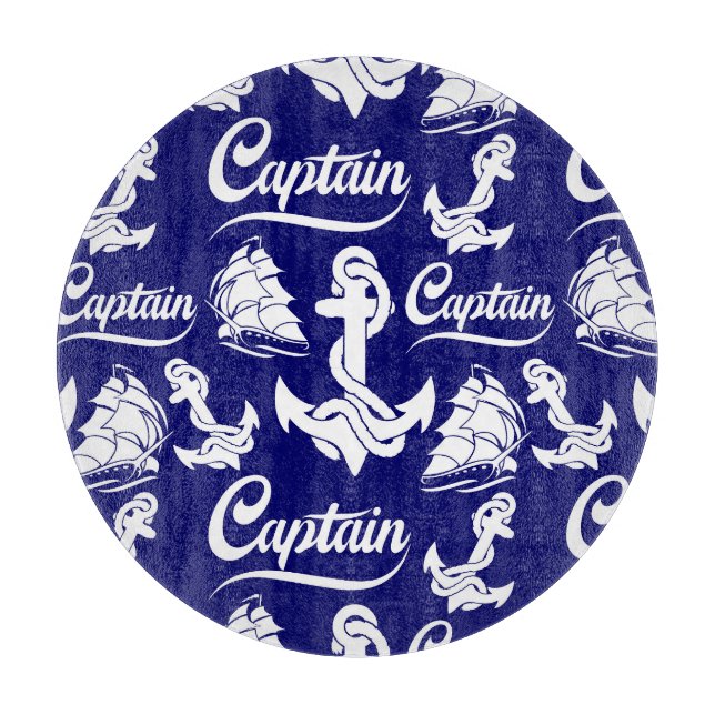 Planche À Découper Conception nautique d'ancre de voilier capitaine (Devant)