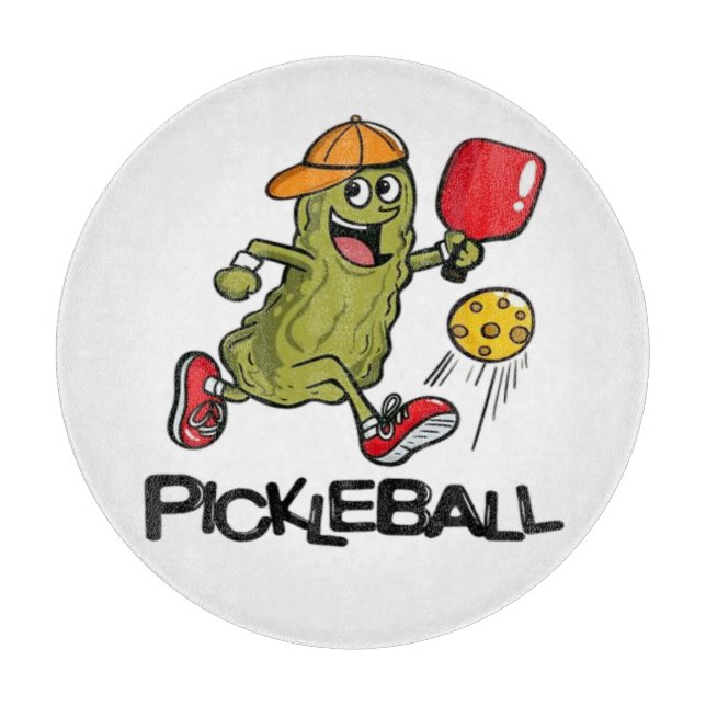 Planche À Découper Concombre Drôle Jouant Pickleball  (Devant)