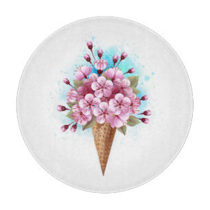 Planche À Découper Cône rose Sakura crème glacée gaufre