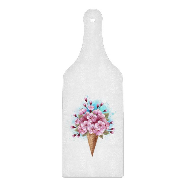 Planche À Découper Cône rose Sakura crème glacée gaufre (Devant)