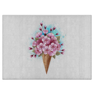Planche À Découper Cône rose Sakura crème glacée gaufre