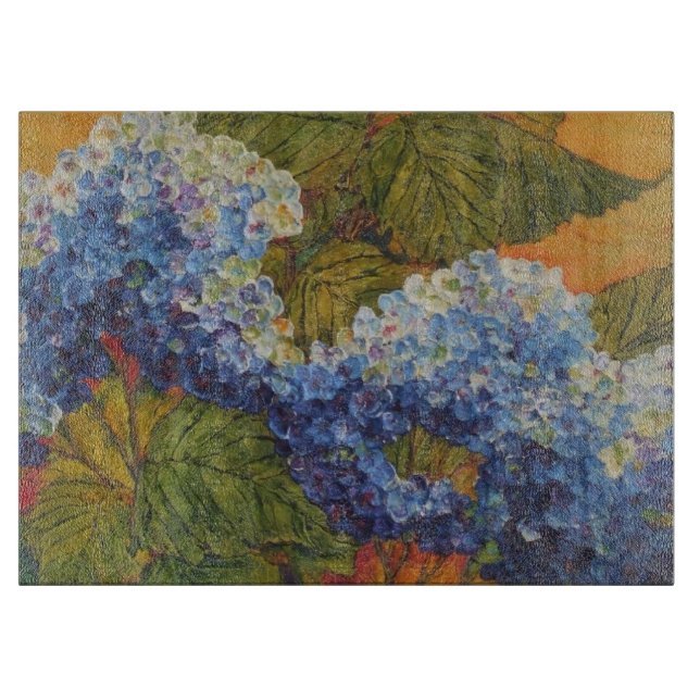 Planche À Découper Conseil bleu de taille du verre d'hortensia (Devant)