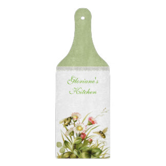 Planche À Découper Conseil vintage de taille du verre de fleurs et