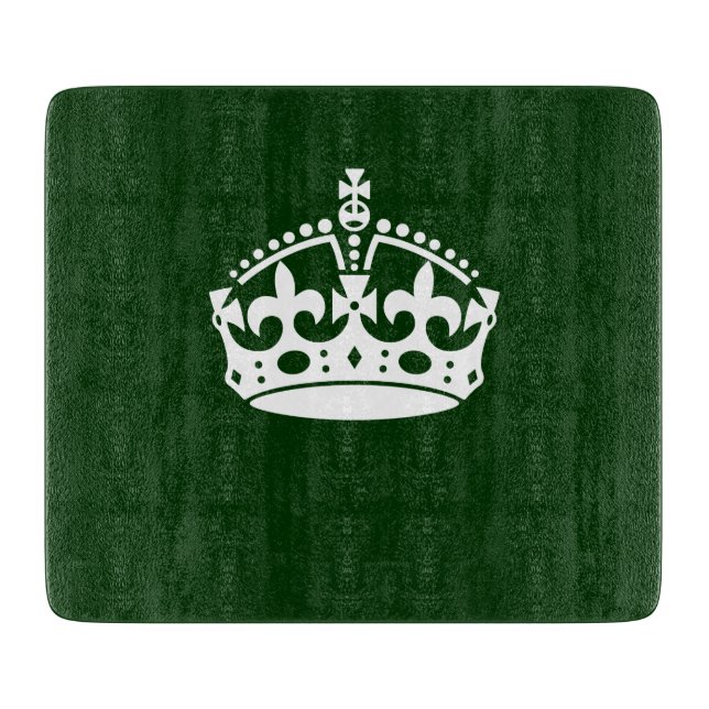 Planche À Découper CONSERVEZ CALME COURONNE sur la Personnaliser vert (Devant)